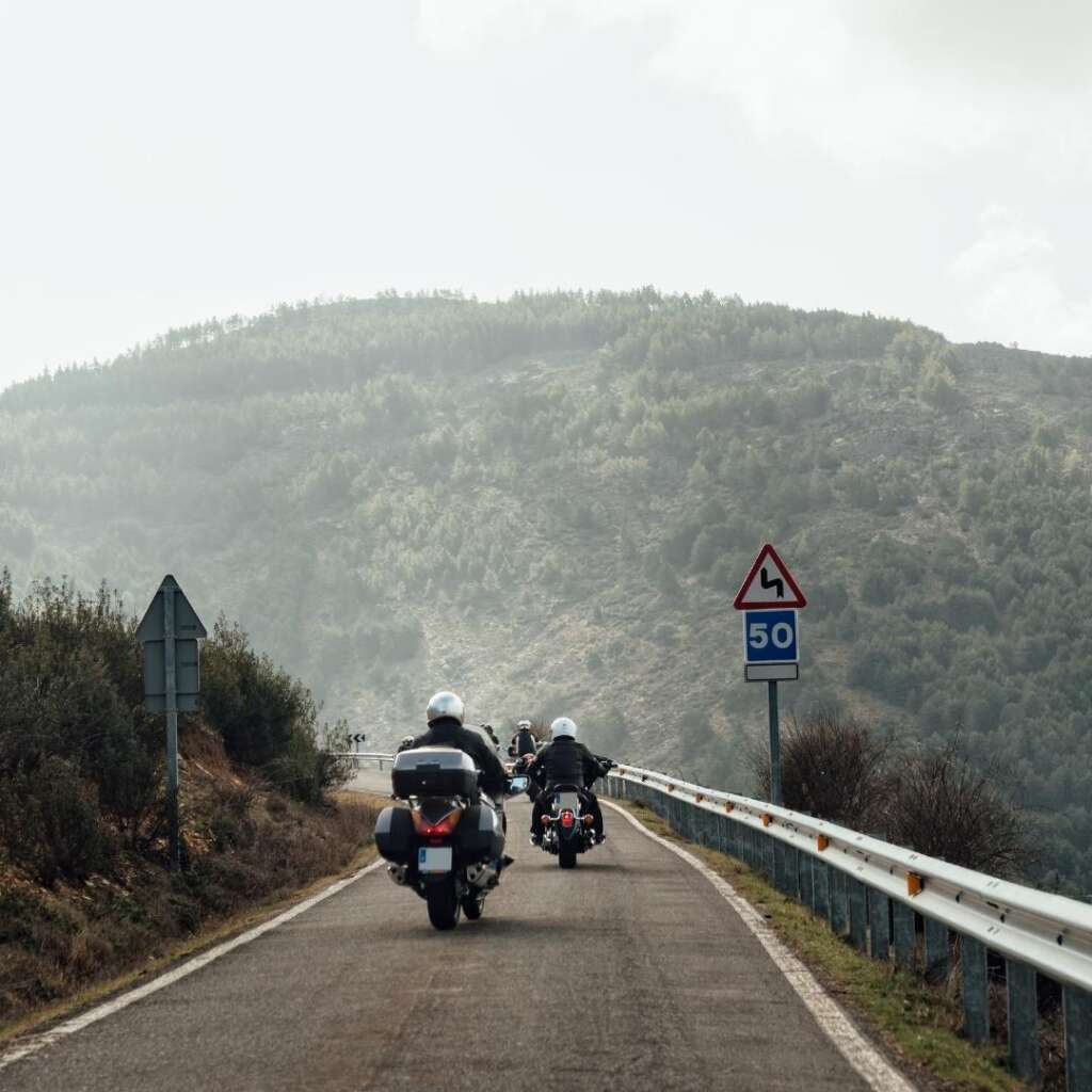 Bikers riding on the mountain top